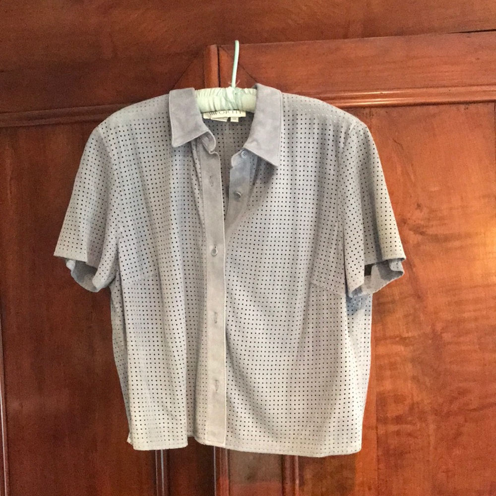 Worth blue suede top.